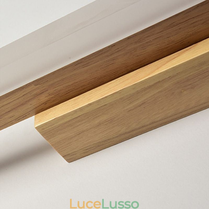 Lampada da parete moderna in legno massello con specchio