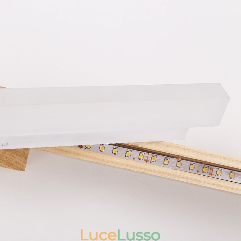 Lampada da parete moderna in legno massello con specchio