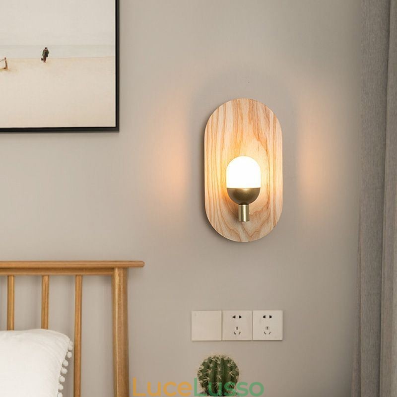 Decorazione Parete Lampada in Legno Ingresso Corridoio Luci Nordico Comodino Applique