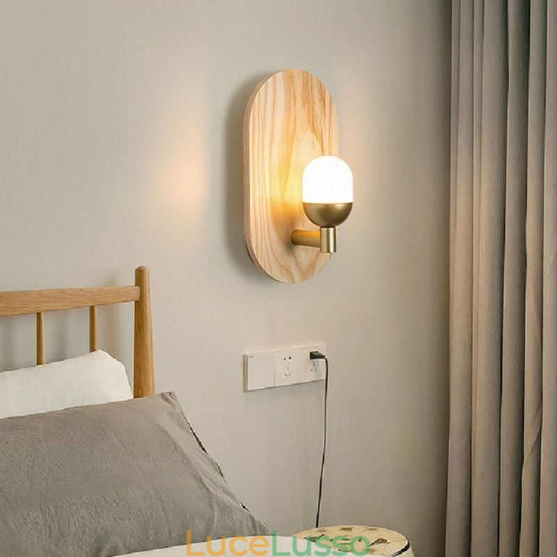 Decorazione Parete Lampada in Legno Ingresso Corridoio Luci Nordico Comodino Applique