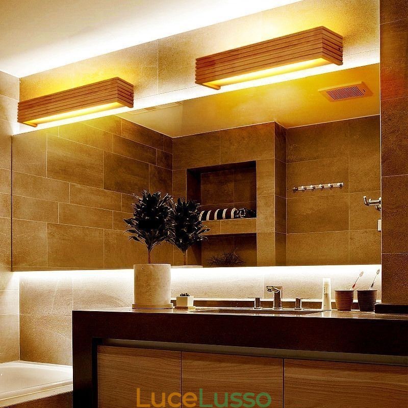 Lampade da parete in legno in stile giapponese Lampada da parete per bagno e casa