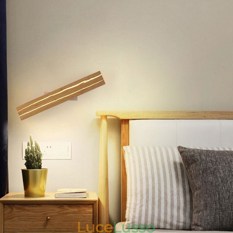 Lampada da parete moderna in legno, luci per corridoio d'ingresso, lampada da parete nordica da comodino