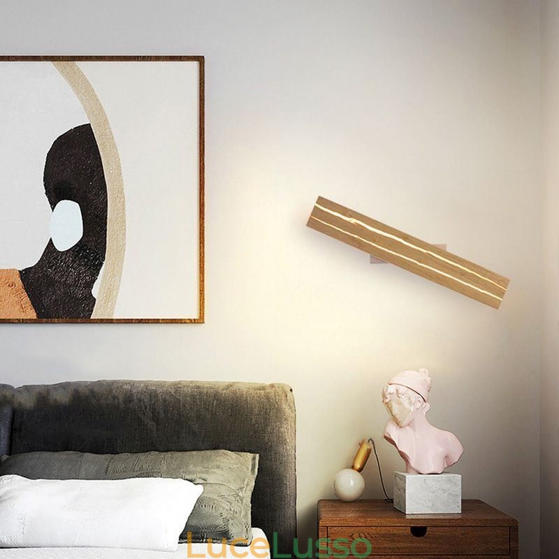 Lampada da parete moderna in legno, luci per corridoio d'ingresso, lampada da parete nordica da comodino