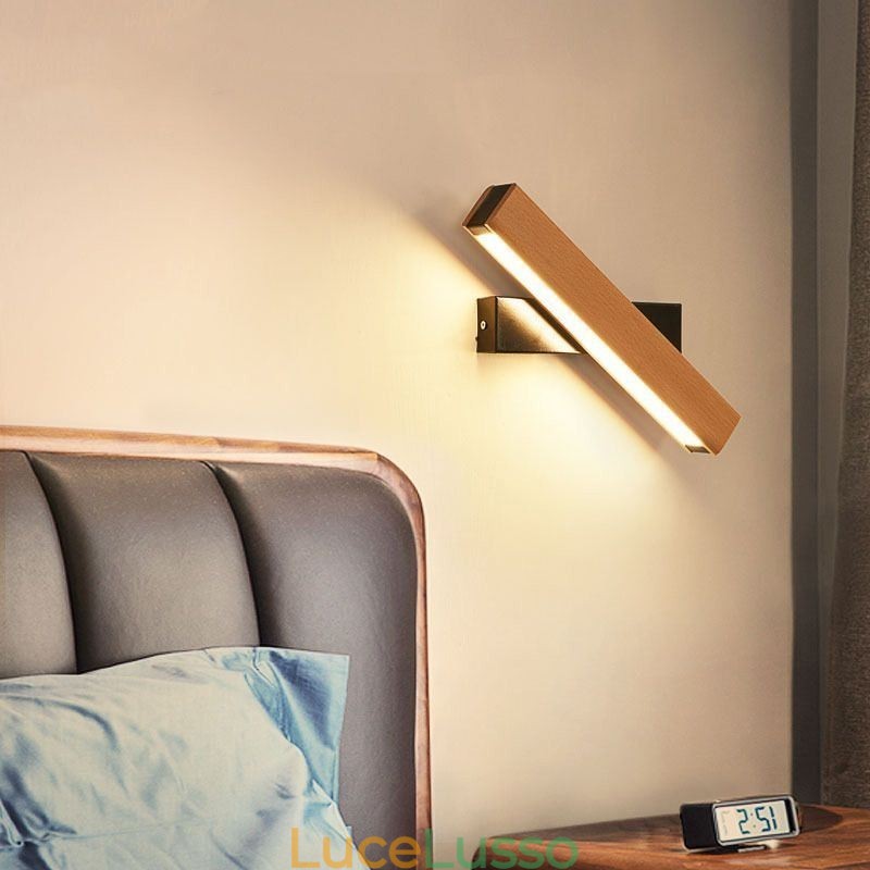 Lampada da parete in legno massello Europa Illuminazione da parete per comodino Lampade moderne di semplicità