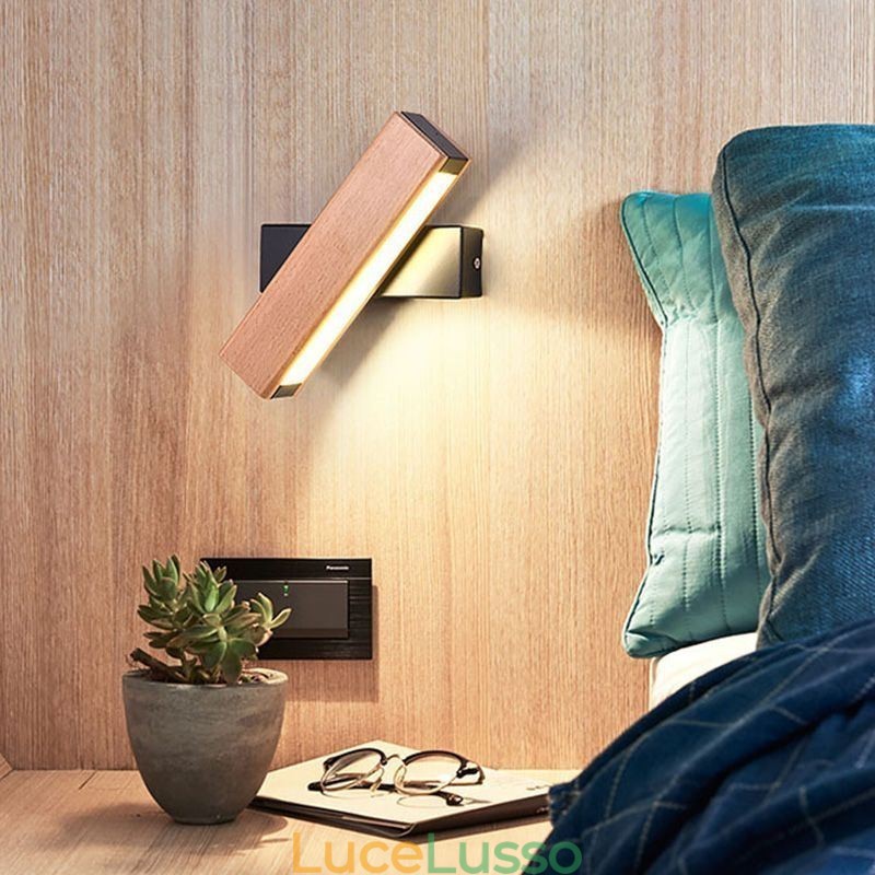 Lampada da parete in legno massello Europa Illuminazione da parete per comodino Lampade moderne di semplicità