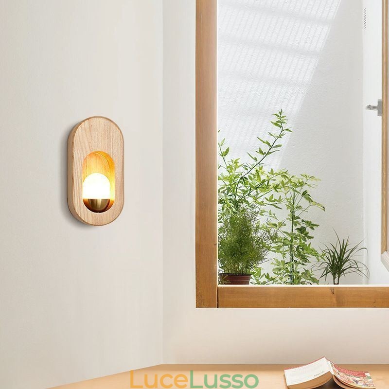 Applique da parete in legno con decorazione giapponese, lampada da parete per ingresso