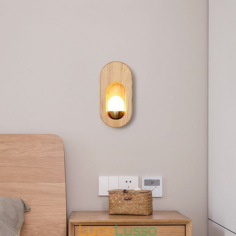 Applique da parete in legno con decorazione giapponese, lampada da parete per ingresso