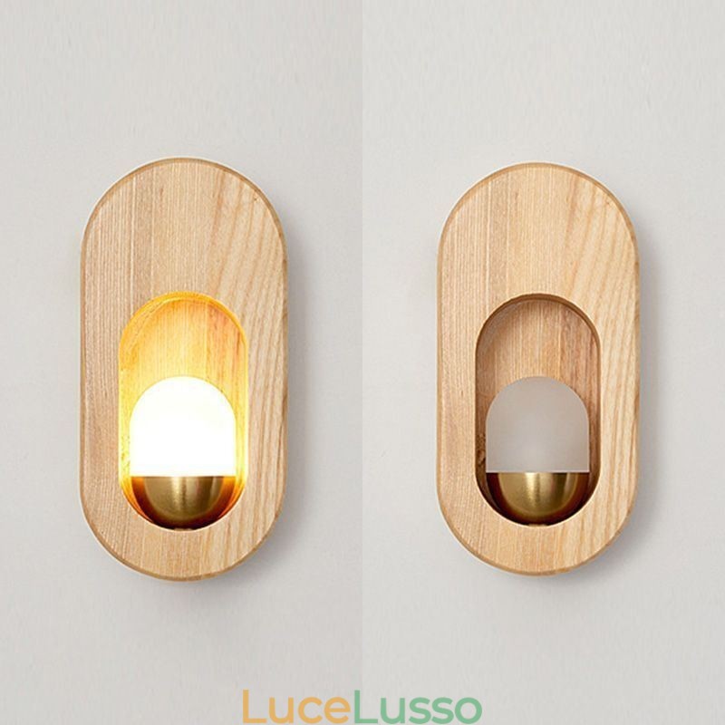 Applique da parete in legno con decorazione giapponese, lampada da parete per ingresso