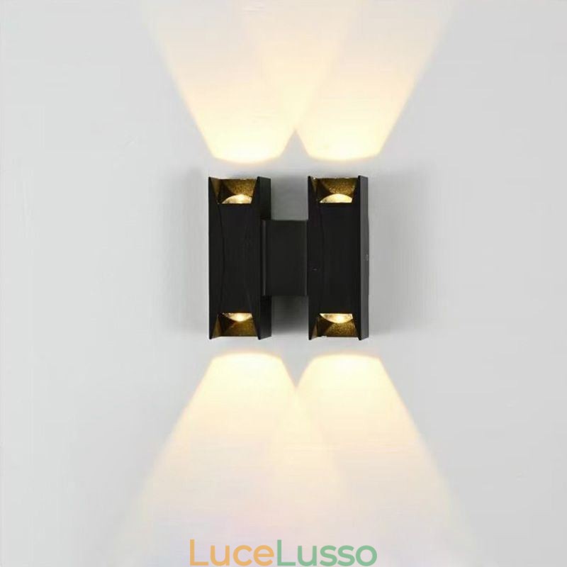 Lampada da parete impermeabile moderna in alluminio con montaggio superficiale, luce da giardino per portico