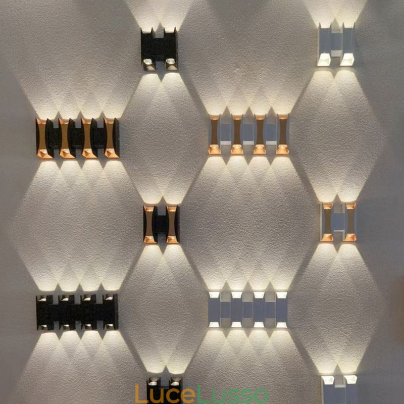 Lampada da parete impermeabile moderna in alluminio con montaggio superficiale, luce da giardino per portico