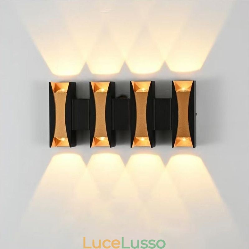 Lampada da parete impermeabile moderna in alluminio con montaggio superficiale, luce da giardino per portico