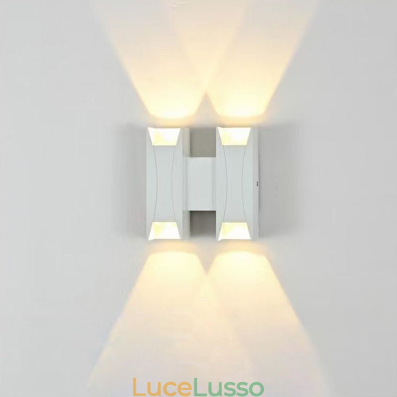 Lampada da parete impermeabile moderna in alluminio con montaggio superficiale, luce da giardino per portico