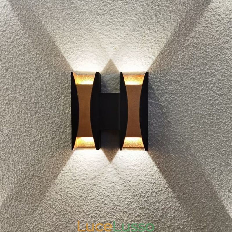 Lampada da parete impermeabile moderna in alluminio con montaggio superficiale, luce da giardino per portico