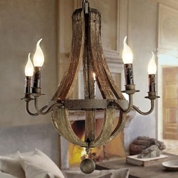 Lampadario 5 luci Vintage Retro Country Living Sala da pranzo Metallo