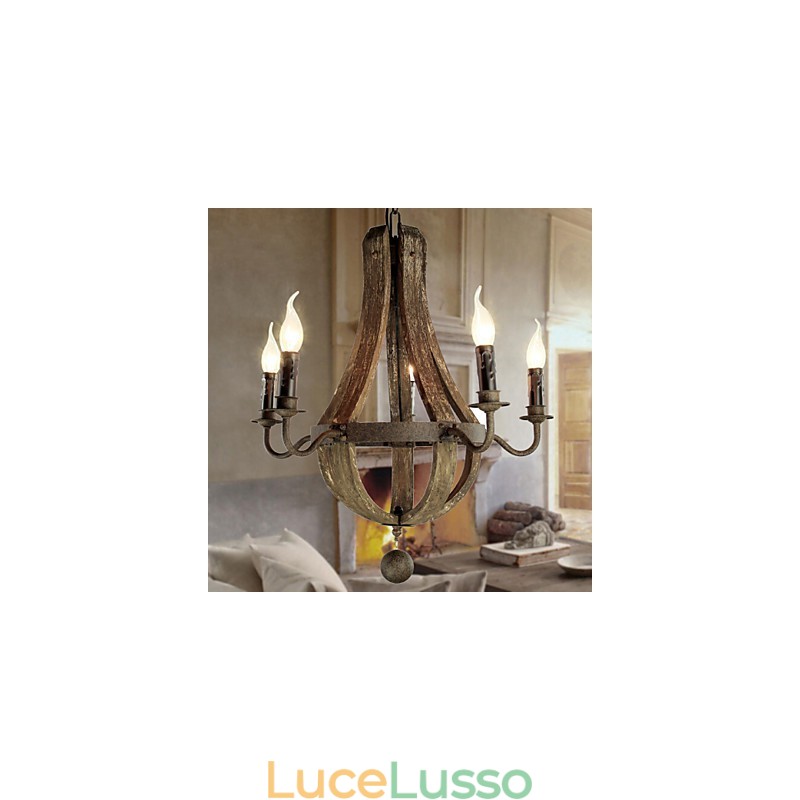 Lampadario 5 luci Vintage Retro Country Living Sala da pranzo Metallo