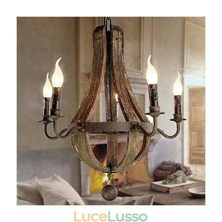 Lampadario 5 luci Vintage Retro Country Living Sala da pranzo Metallo Lampadario 5 luci Vintage Retro Country Living Sala da pranzo Metallo