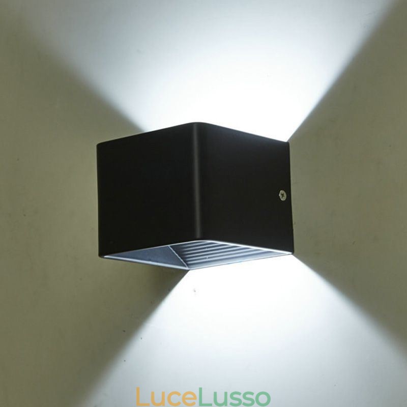 Lampada da parete in alluminio, balcone, montaggio superficiale, cubo, luce da portico