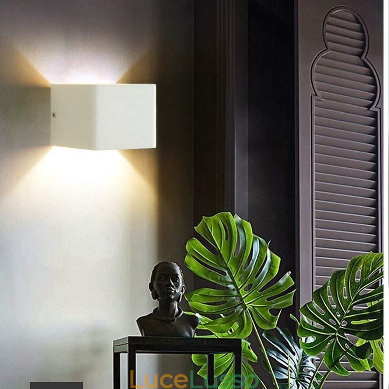 Lampada da parete in alluminio, balcone, montaggio superficiale, cubo, luce da portico