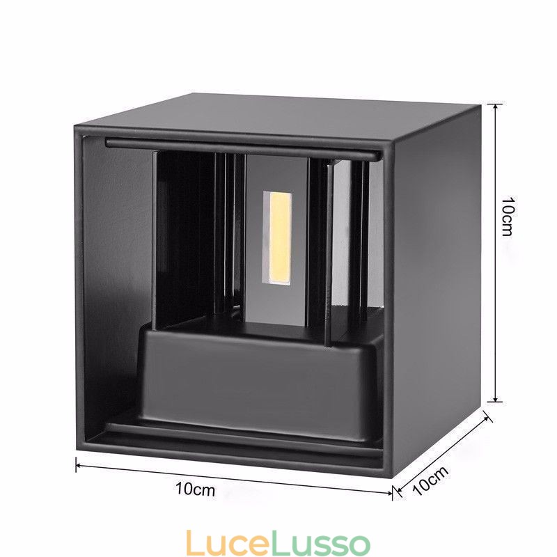 Lampada da parete in alluminio, balcone, montaggio superficiale, cubo, luce da portico