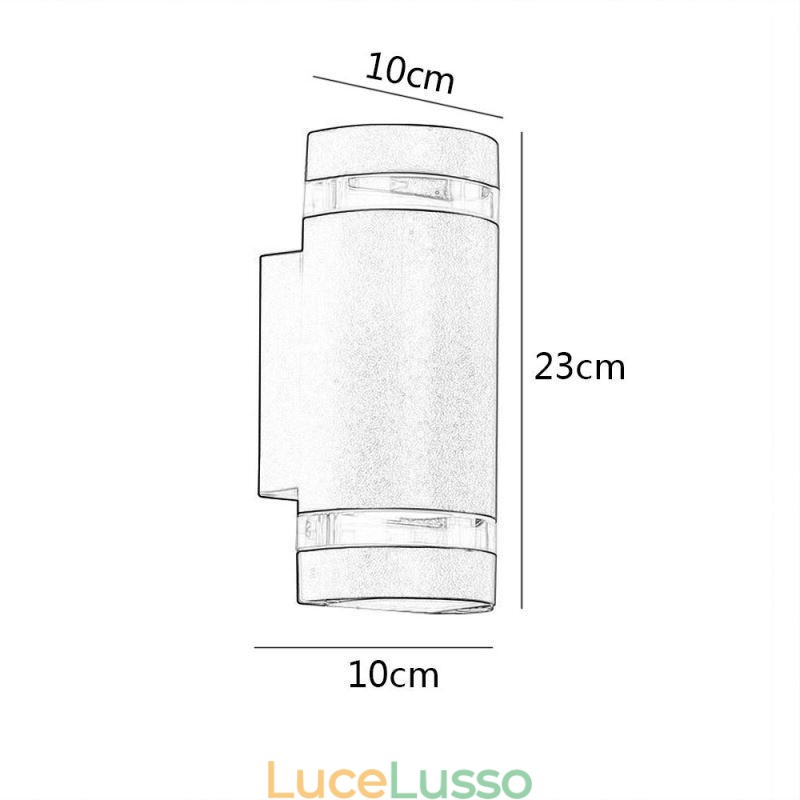 Applique da parete impermeabile in alluminio con doppia testa su e giù