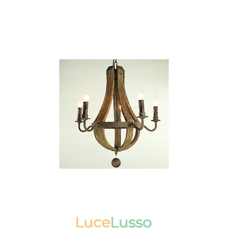 Lampadario 5 luci Vintage Retro Country Living Sala da pranzo Metallo