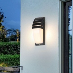 Lampada da parete impermeabile per portico esterno in alluminio nero, luce da giardino e cortile