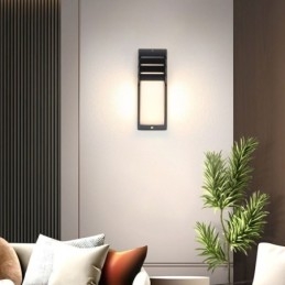 Lampada da parete impermeabile per portico esterno in alluminio nero, luce da giardino e cortile