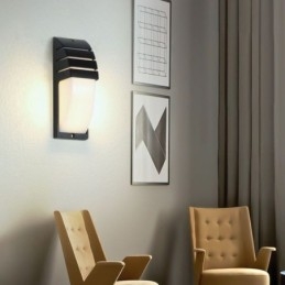 Lampada da parete impermeabile per portico esterno in alluminio nero, luce da giardino e cortile