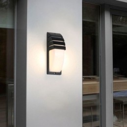 Lampada da parete impermeabile per portico esterno in alluminio nero, luce da giardino e cortile