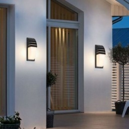 Lampada da parete impermeabile per portico esterno in alluminio nero, luce da giardino e cortile