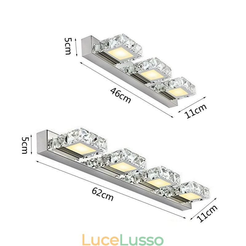 Applique da parete Specchio da bagno Lampada da parete per lavabo Acciaio inossidabile