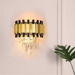 Applique da parete moderna in cristallo sospeso, cablata, altezza 11,81"