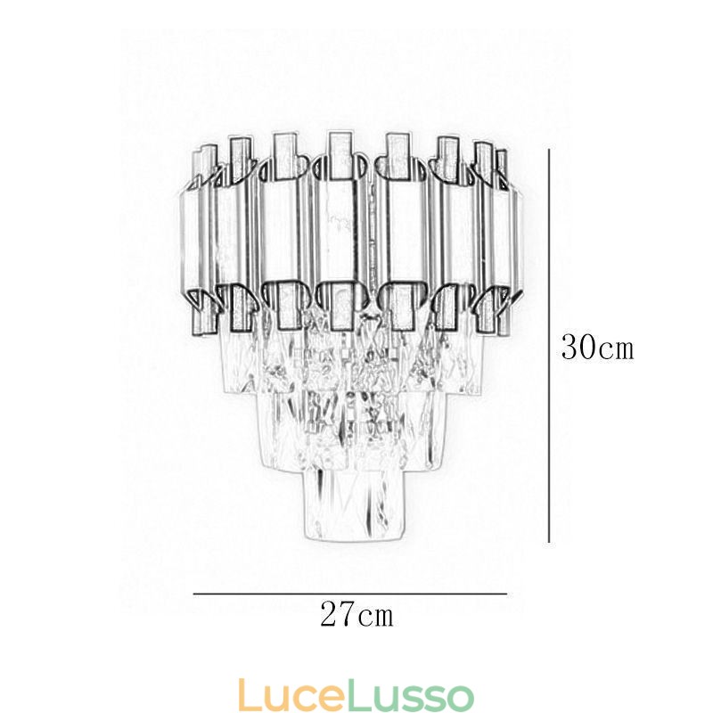 Applique da parete moderna in cristallo sospeso, cablata, altezza 11,81"