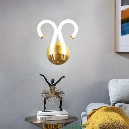 Applique moderna Creatività Applique Lampada da parete Corno di pecora in rame 2 luci Applique moderna Creatività Applique Lampada da parete Corno di pecora in rame 2 luci