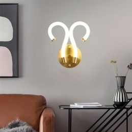 Applique moderna Creatività Applique Lampada da parete Corno di pecora in rame 2 luci