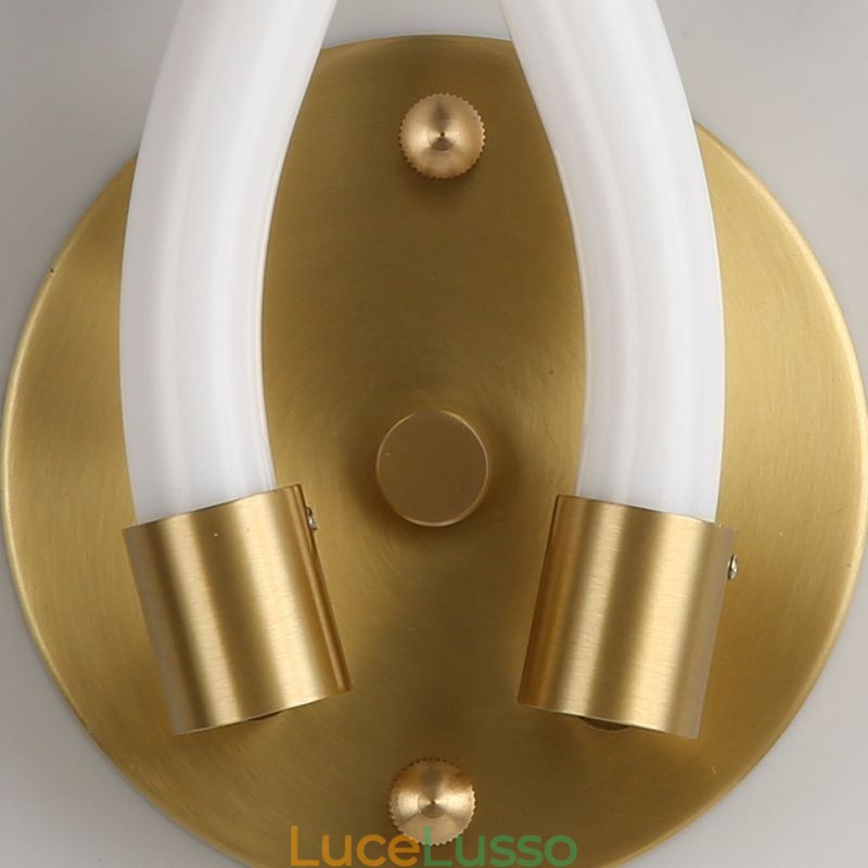 Applique moderna Creatività Applique Lampada da parete Corno di pecora in rame 2 luci