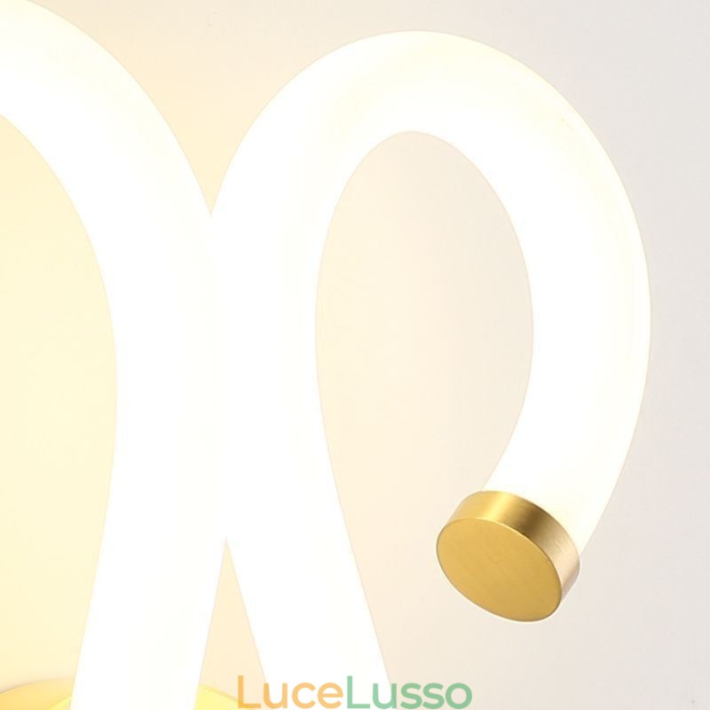Applique moderna Creatività Applique Lampada da parete Corno di pecora in rame 2 luci