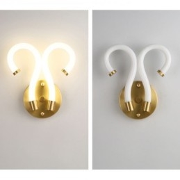 Applique moderna Creatività Applique Lampada da parete Corno di pecora in rame 2 luci