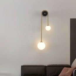 Applique da parete in vetro sferico, illuminazione moderna in ottone