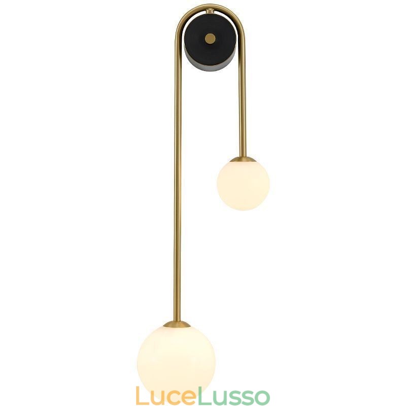 Applique da parete in vetro sferico, illuminazione moderna in ottone