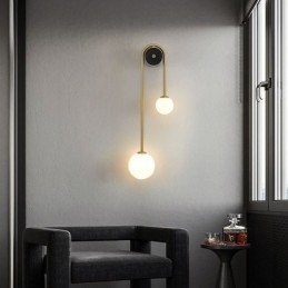 Applique da parete in vetro sferico, illuminazione moderna in ottone
