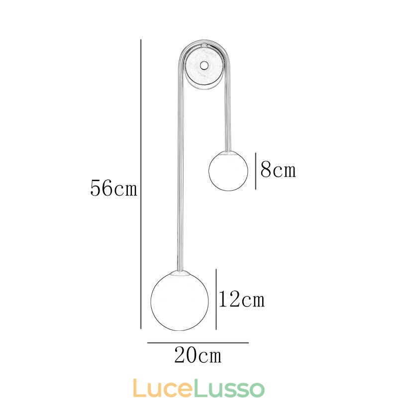 Applique da parete in vetro sferico, illuminazione moderna in ottone