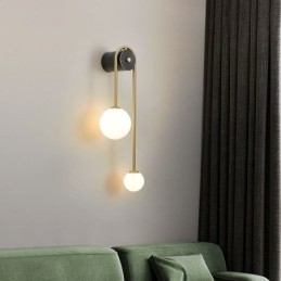 Applique da parete in vetro sferico, illuminazione moderna in ottone