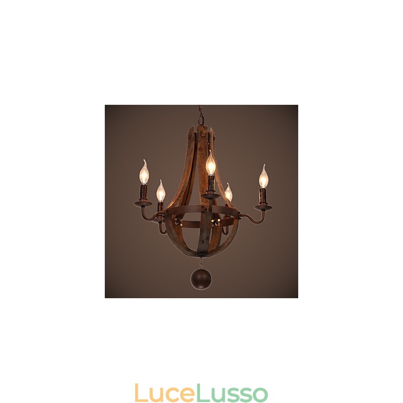 Lampadario 5 luci Vintage Retro Country Living Sala da pranzo Metallo