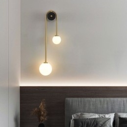 Applique da parete in vetro sferico, illuminazione moderna in ottone