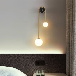 Applique da parete in vetro sferico, illuminazione moderna in ottone