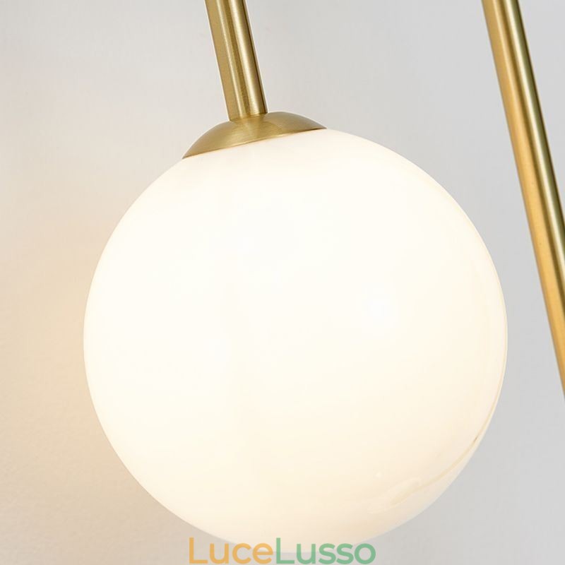 Applique da parete in vetro sferico, illuminazione moderna in ottone