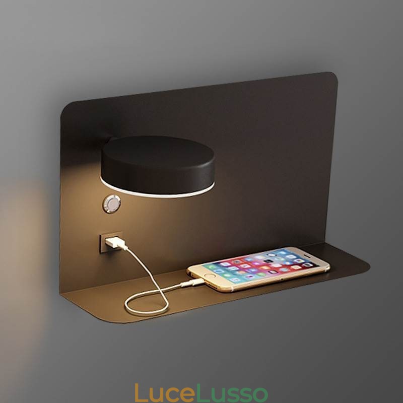 Lampada da parete girevole con porta di ricarica USB