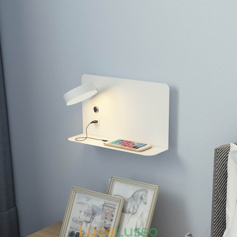 Lampada da parete girevole con porta di ricarica USB