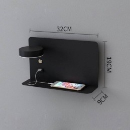 Lampada da parete girevole con porta di ricarica USB